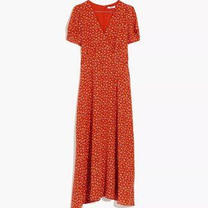 Madewell Silk Puff-Sleeve Floral Midi Dress